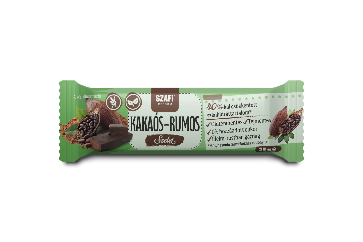 Szafi Reform Kakaós-rumos ízű csokiszelet 25g (gluténmentes)