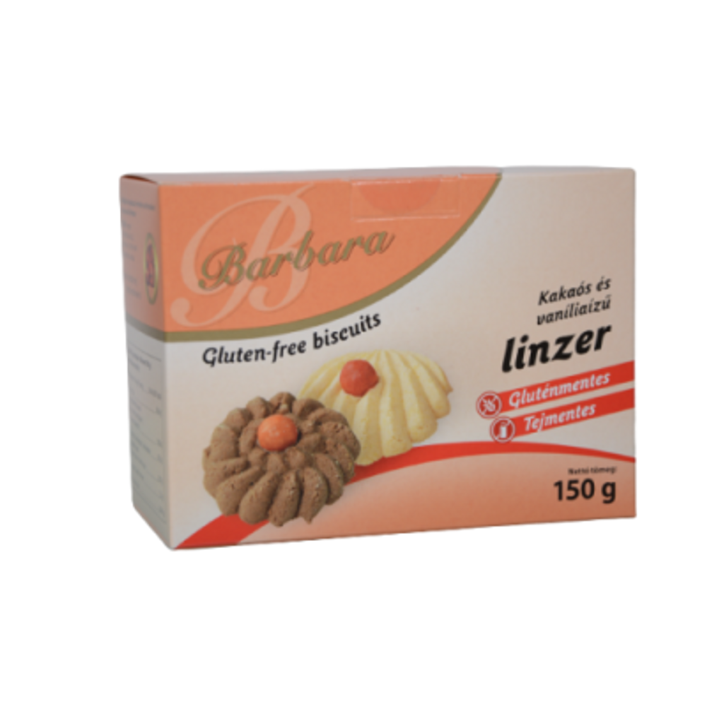 Barbara gluténmentes kakaós és vaníliás linzer  (tejmentes) 180 g