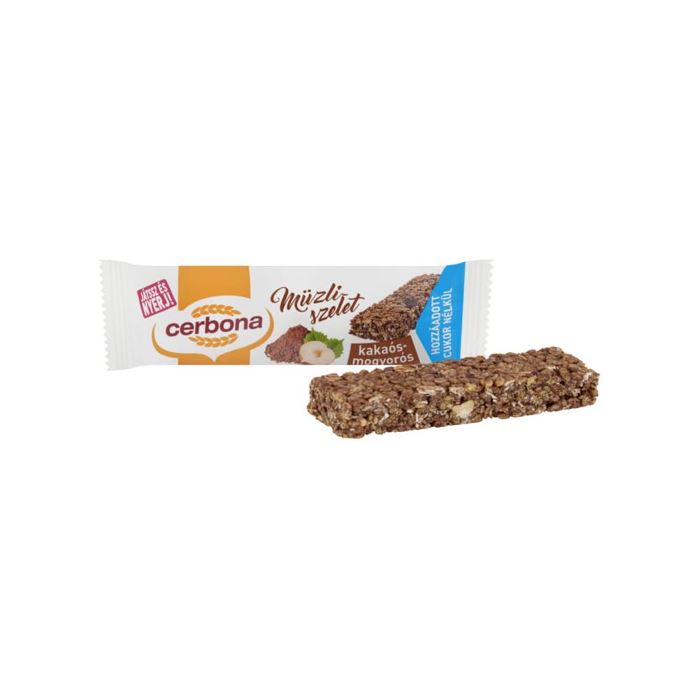 Cerbona szelet HOZZÁADOTT CUKORMENTES - Kakaós-mogyorós
