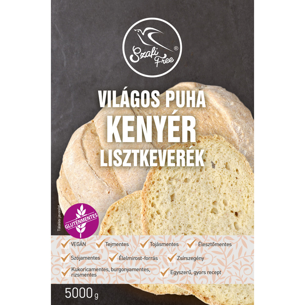 Szafi Free Világos puha kenyér lisztkeverék 5000 g (gluténmentes, tejmentes, tojásmentes, maglisztmentes, élesztőmentes, szójamentes, kukoricamentes)