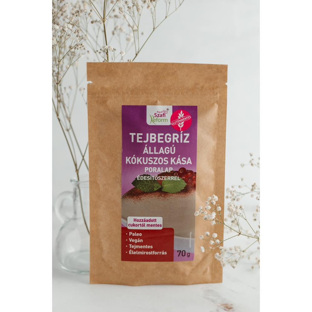 Szafi Reform tejbegríz állagú kókuszos kása poralap édesítőszerrel 70 g (paleo, vegán, gluténmentes, tejmentes)