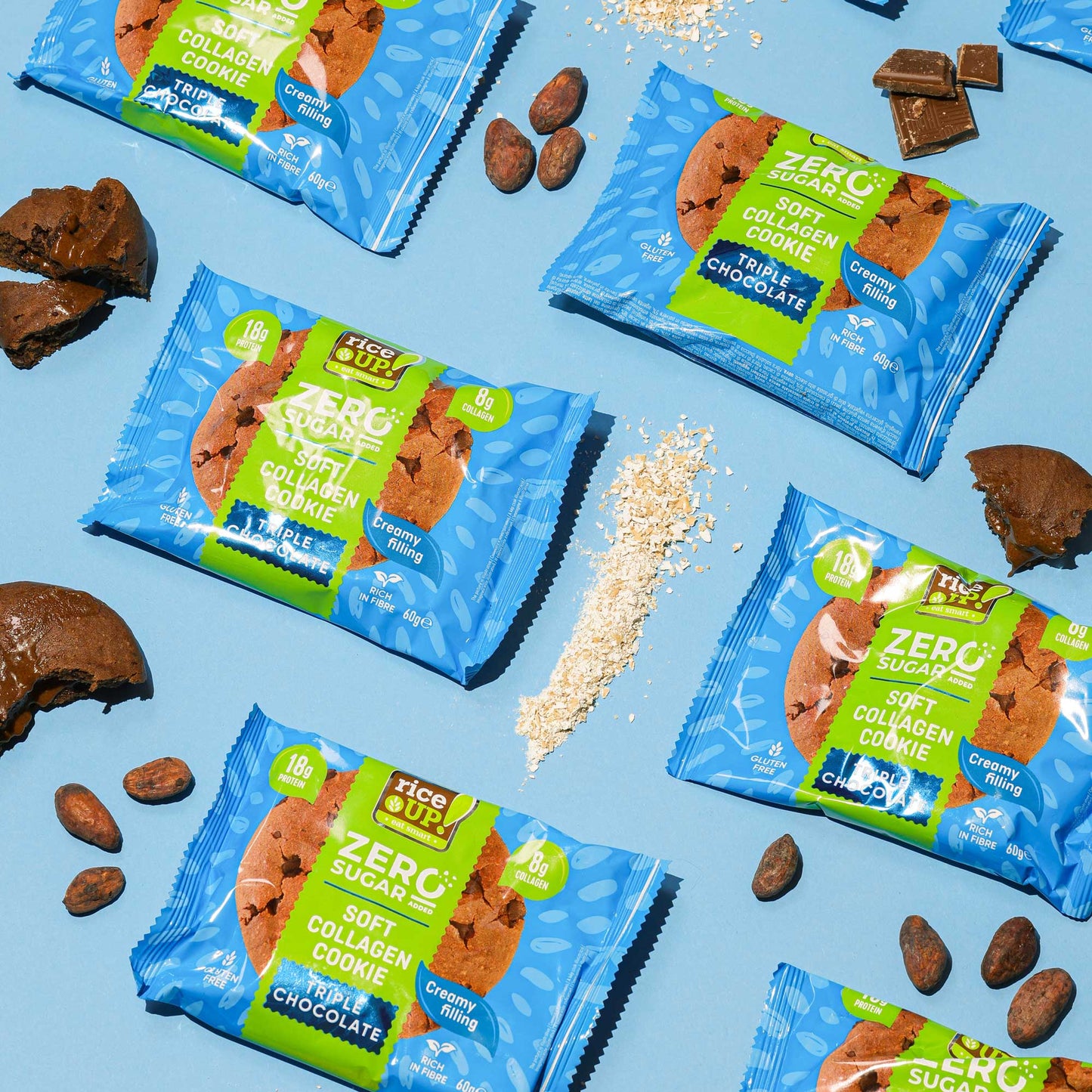 Rice Up Zero kollagénes protein keksz triplacsoki ízű 60g