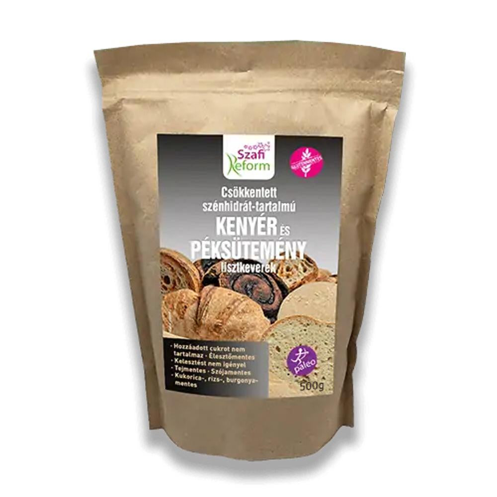Szafi Reform Csökkentett Szénhidrát-tartalmú paleo kenyér és péksütemény lisztkeverék (gluténmentes, tejmentes, élesztőmentes) 500 g