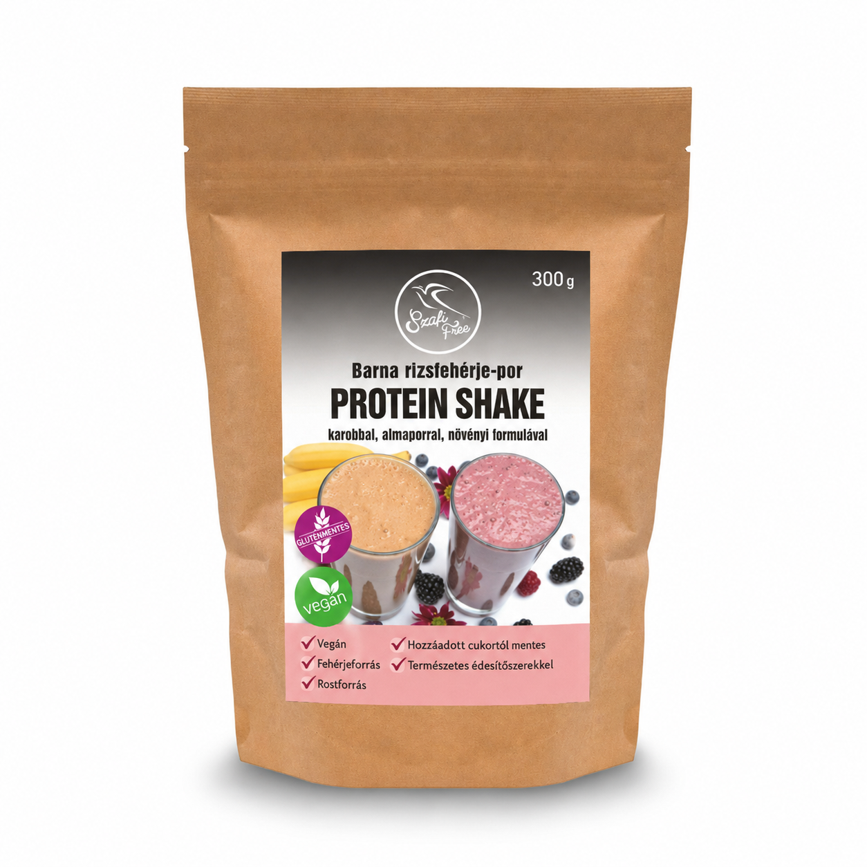 Szafi Free Barna rizscsíra-fehérjepor protein shake (gluténmentes, vegán) 300 g