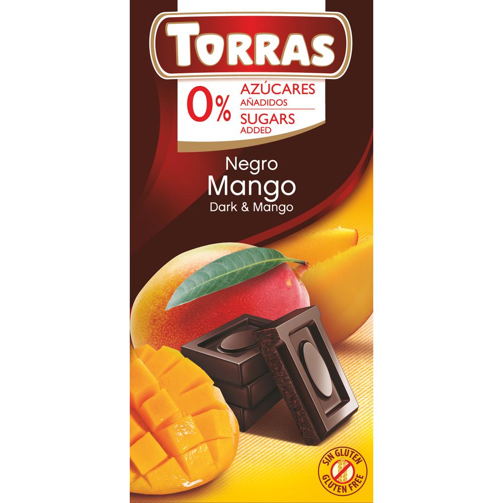 Torras Mangós hozzáadott cukormentes étcsokoládé (gluténmentes, tejmentes) 75 g