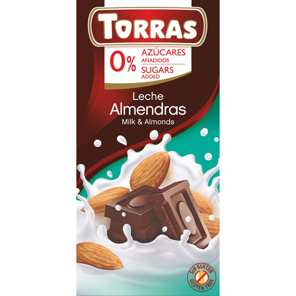 Torras Mandulás hozzáadott cukormentes tejcsokoládé (gluténmentes) 75 g