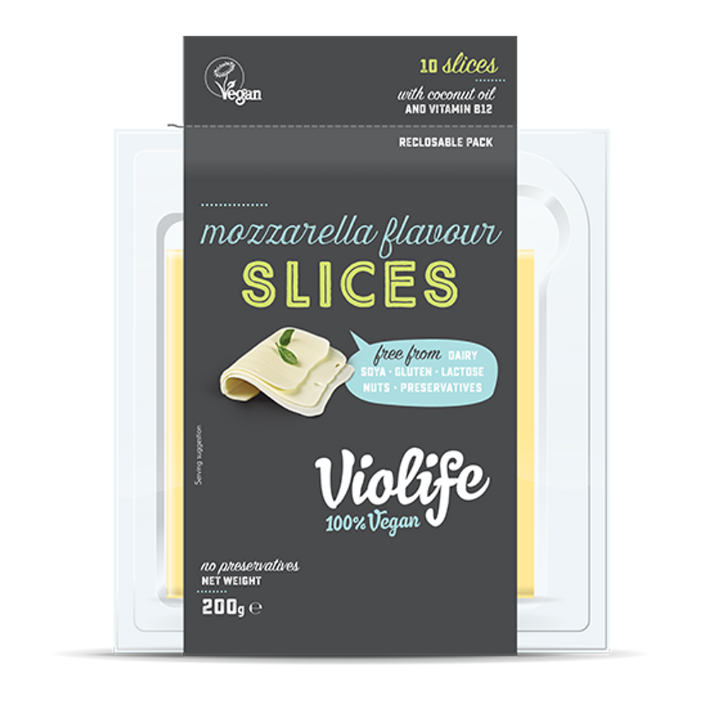 Violife vegán mozzarella ízesítésű szeletek 200g