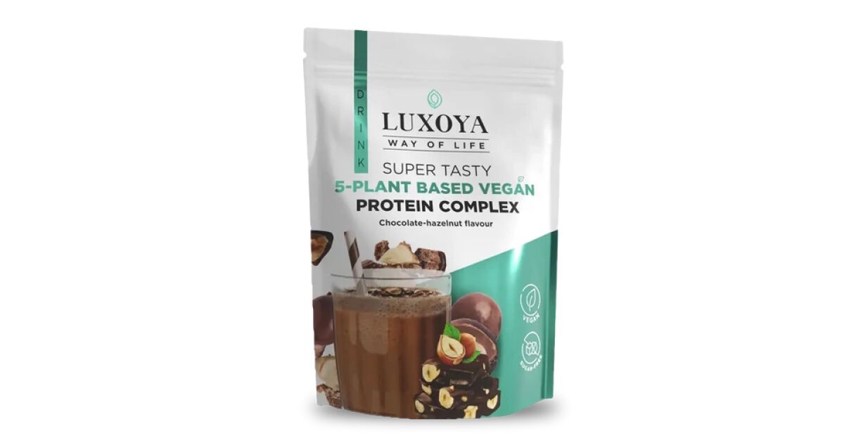 Luxoya Plant based vegán Protein komplex csokoládé-mogyoró ízű italpor 30g