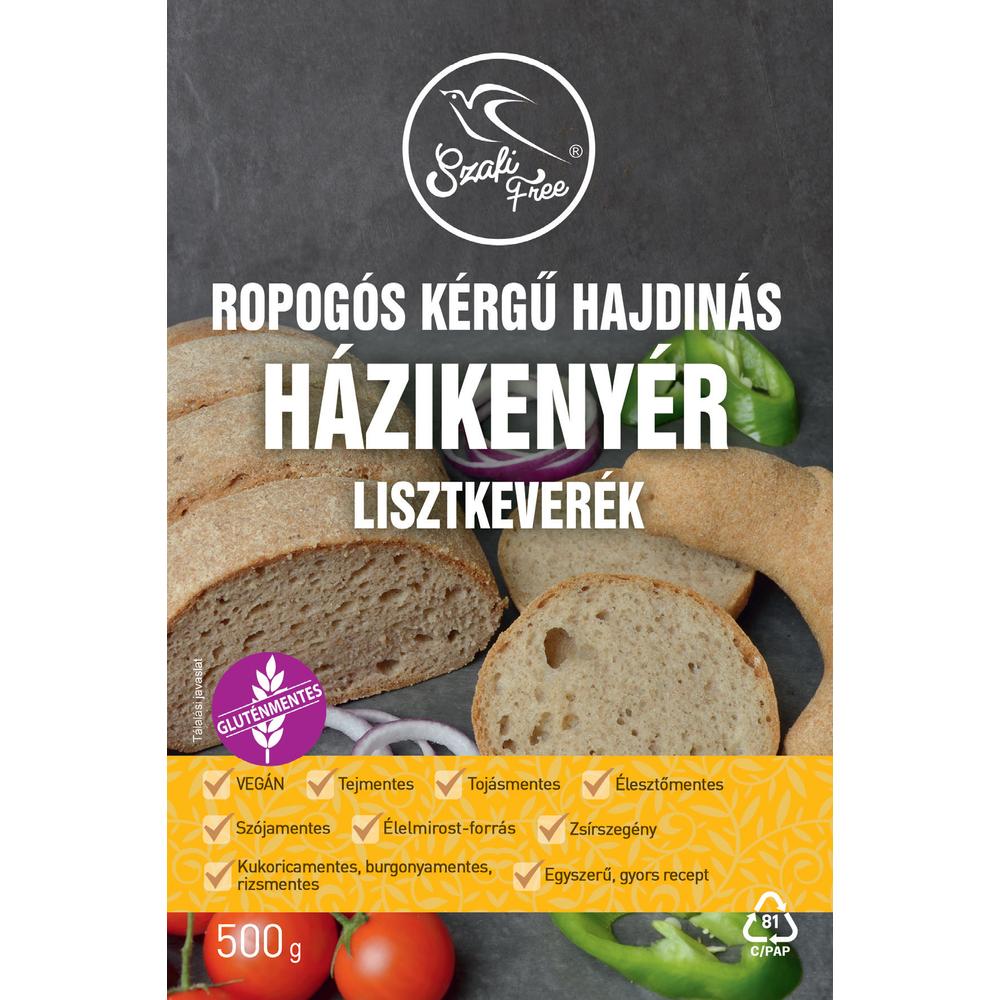 Szafi Free Ropogós kérgű hajdinás házikenyér lisztkeverék 500 g (gluténmentes, tejmentes, tojásmentes, maglisztmentes, élesztőmentes, zsírszegény, vegán)