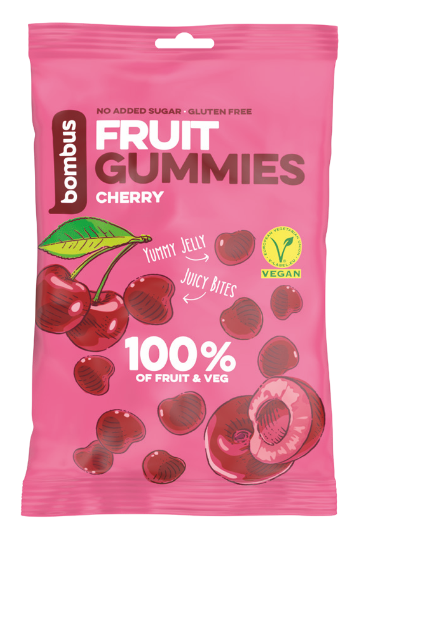 Bombus Fruit Energy gummies cseresznyés gyümölcscukorkák 35g (gluténmentes)