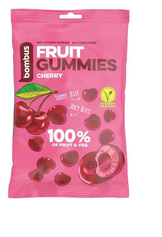 Bombus Fruit Energy gummies cseresznyés gyümölcscukorkák 35g (gluténmentes)