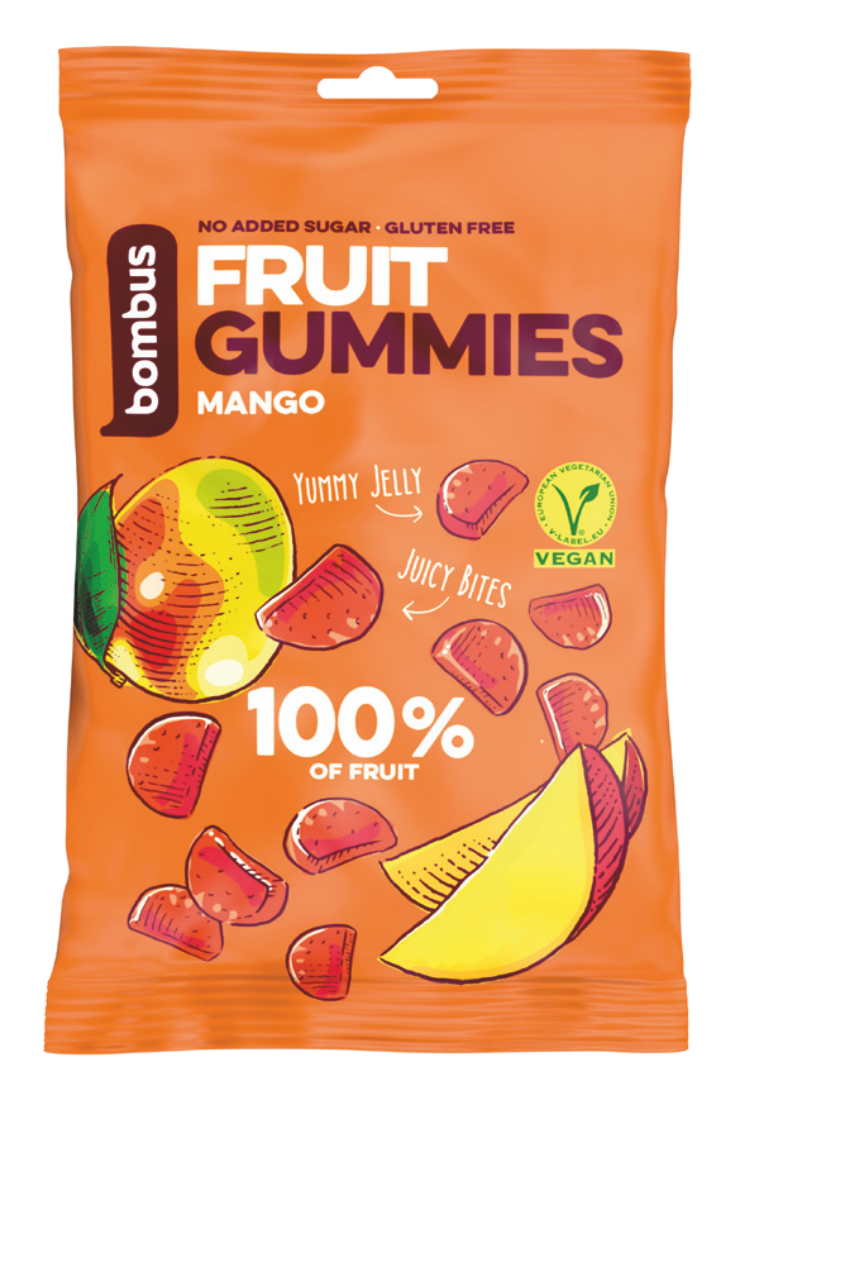 Bombus Fruit Energy gummies mangós gyümölcscukorkák 35g (gluténmentes)