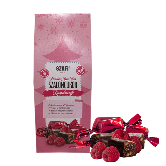 Szafi Life Proteines Raw Bar Szaloncukor - Raspberry 250g (gluténmentes)
