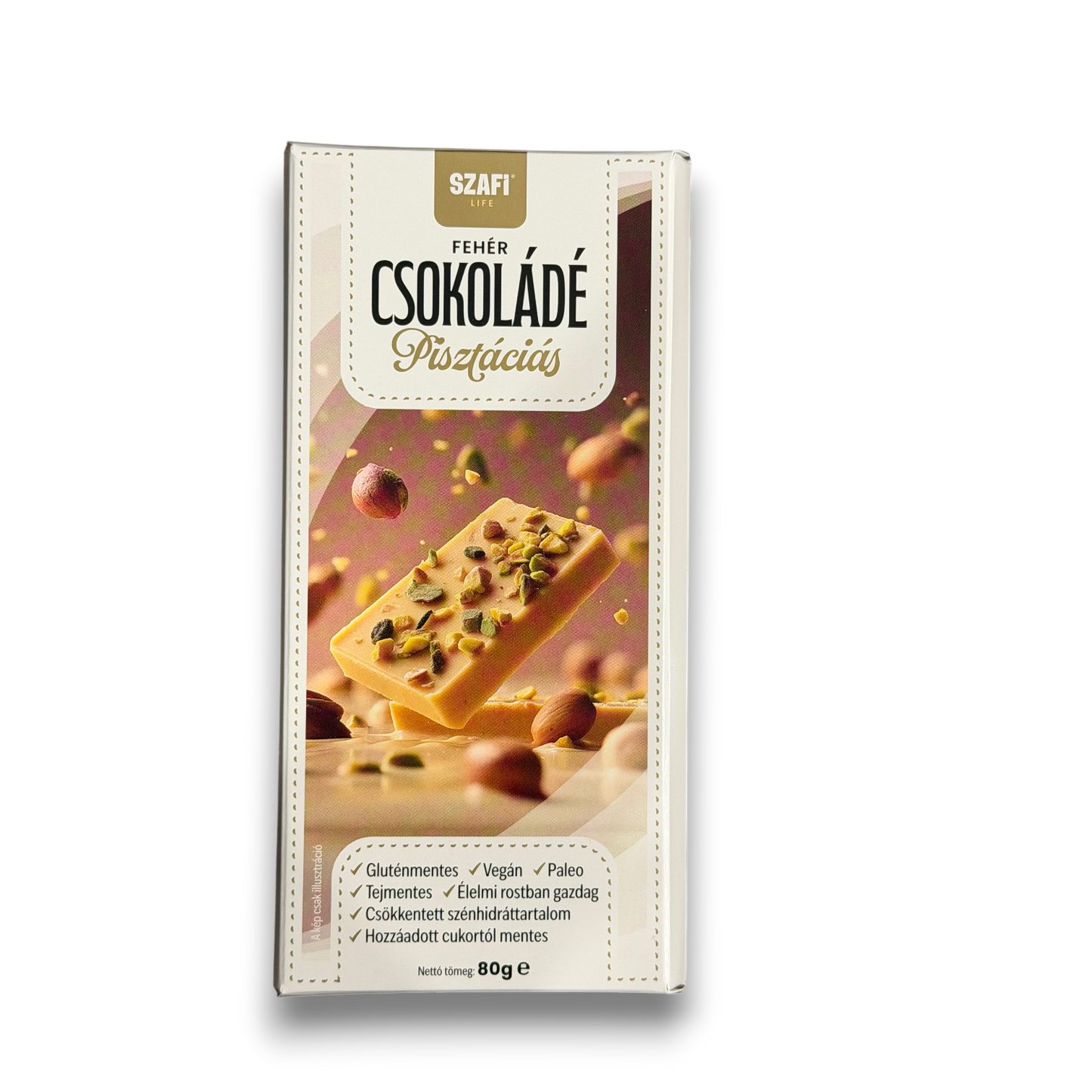 Szafi Life Fehér csokoládé pisztáciával 80g (gluténmentes)