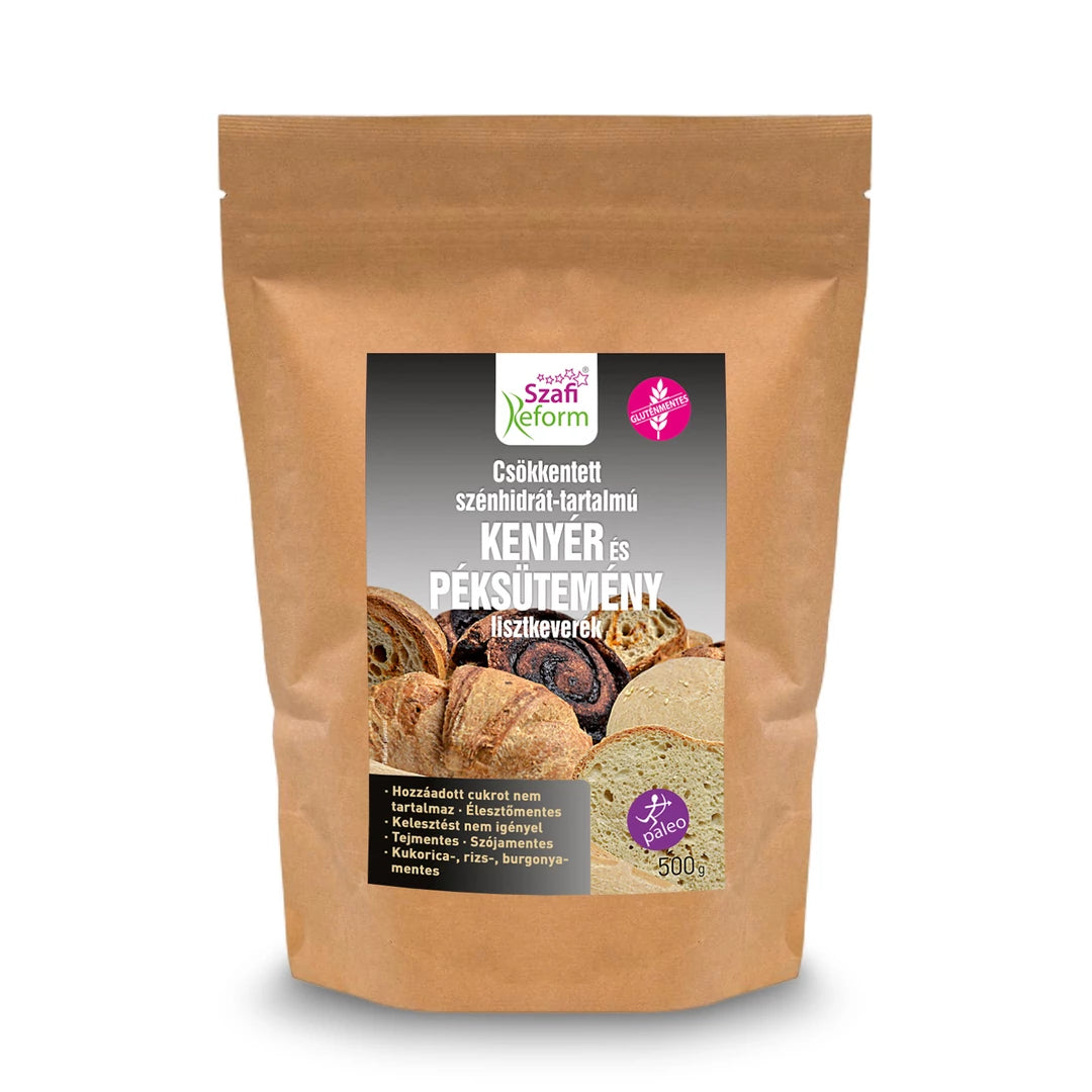 Szafi Reform Csökkentett Szénhidrát-tartalmú paleo kenyér és péksütemény lisztkeverék (gluténmentes, tejmentes, élesztőmentes) 500 g