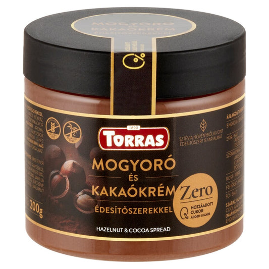 Torras Stevia HOZZÁADOTT CUKORMENTES Mogyorókrém 200 g